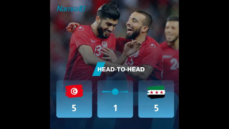 Cầu thủ Tunisia dùng kỹ thuật cá nhân vượt qua hậu vệ Syria trong trận đấu bóng đá quốc…